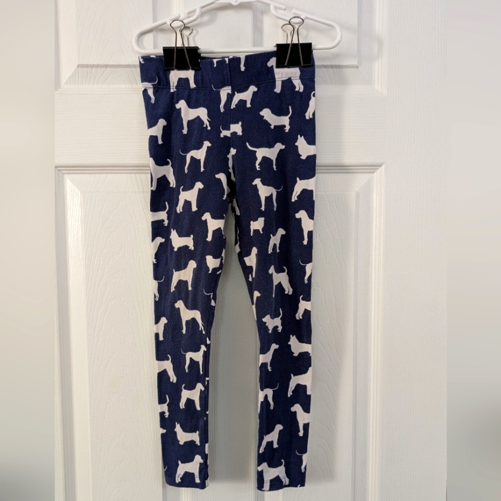 Mini Boden kids leggings - navy dogs - size 6/7